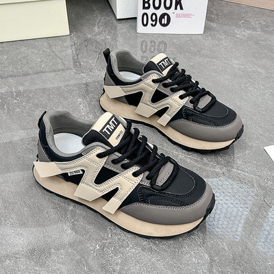 Sieviešu sporta kurpes ar platformu 2024. gada rudenī, jaunas, šņorējamas, biezas apakšas sporta apavi sievietēm, elpojošie Pu ādas elpojošie skriešanas apavi