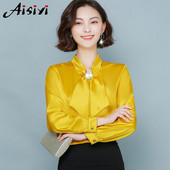 Moteriški ilgomis rankovėmis atlasiniai viršūnės ir palaidinės Celmia Elegant marškinėliai su aukšta apykakle, moteriški laisvi peteliškės laisvalaikio Blusas Feminina plius dydis