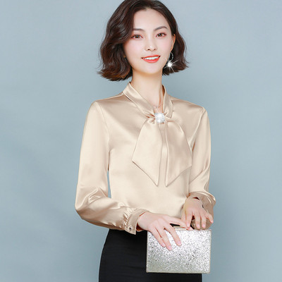 Moteriški ilgomis rankovėmis atlasiniai viršūnės ir palaidinės Celmia Elegant marškinėliai su aukšta apykakle, moteriški laisvi peteliškės laisvalaikio Blusas Feminina plius dydis