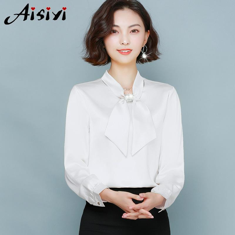 Moteriški ilgomis rankovėmis atlasiniai viršūnės ir palaidinės Celmia Elegant marškinėliai su aukšta apykakle, moteriški laisvi peteliškės laisvalaikio Blusas Feminina plius dydis