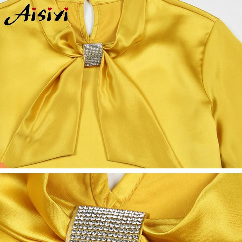 Moteriški ilgomis rankovėmis atlasiniai viršūnės ir palaidinės Celmia Elegant marškinėliai su aukšta apykakle, moteriški laisvi peteliškės laisvalaikio Blusas Feminina plius dydis