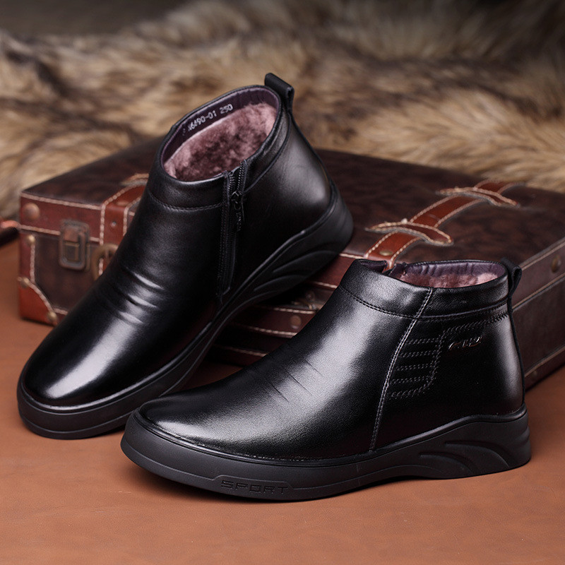 Cizme pentru bărbați din cu fermoar Cizme de iarnă pentru bărbați Cizme de zăpadă pentru bărbați Încălțăminte de lână Pantofi de modă casual Pantofi pentru bărbați