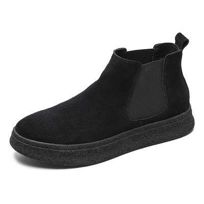 Misalwa Vintage īsi vīriešu zābaki Govs zamšādas āda Chelsea vīriešu zābaki bēši ikdienas dzelteni puszābaki vīriešu apavi ziemai