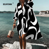 Moda de toamnă vară cămăși noi rochie casual imprimat rever cu mânecă lungă nasturi rochie neregulată plajă rochii de petrecere sexy