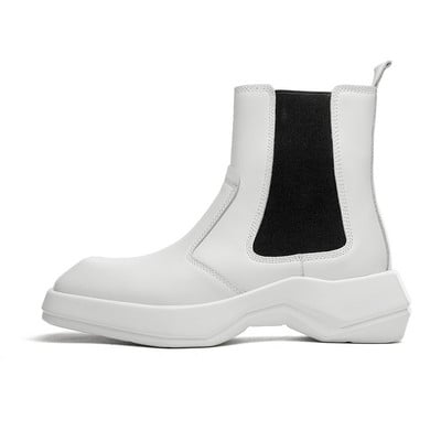 Prabangaus prekės ženklo britiško stiliaus vyriški „Chelsea“ odiniai batai Aukštos kokybės naujos mados tendencijos balti juodi smailūs aukšti batai