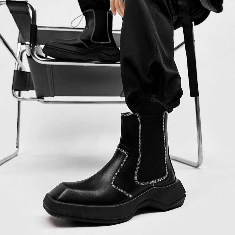 Prabangaus prekės ženklo britiško stiliaus vyriški „Chelsea“ odiniai batai Aukštos kokybės naujos mados tendencijos balti juodi smailūs aukšti batai