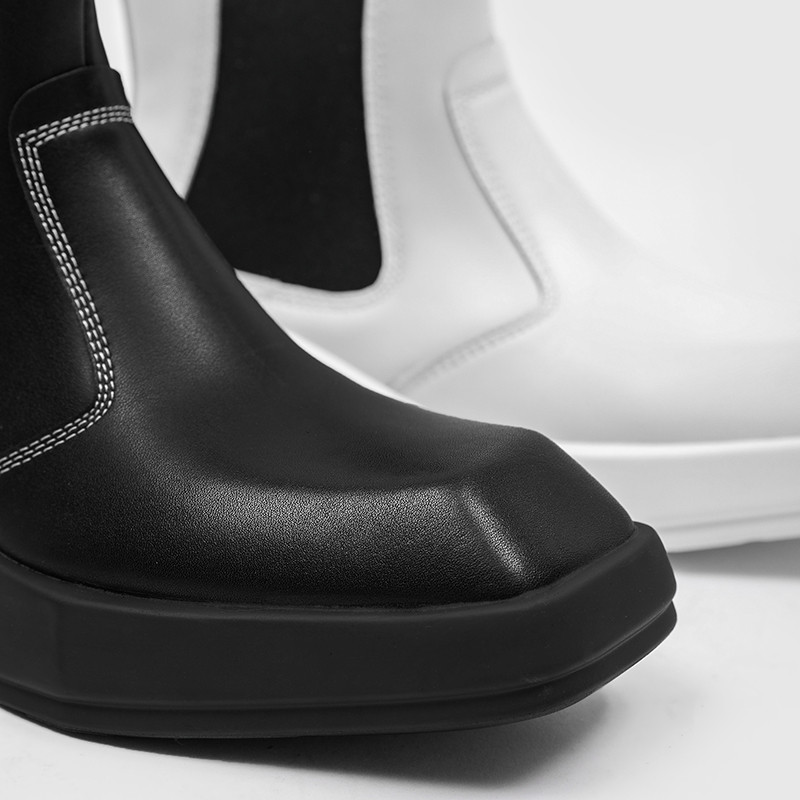Prabangaus prekės ženklo britiško stiliaus vyriški „Chelsea“ odiniai batai Aukštos kokybės naujos mados tendencijos balti juodi smailūs aukšti batai