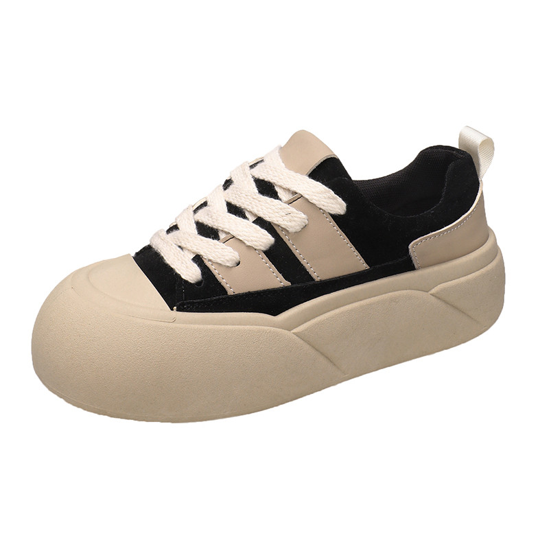 2023, primăvară și toamnă, nou cu cap rotund, cu șireturi, îmbrăcăminte exterioară din piele colorată, versatilă, ocazională, pantofi sport individuali pentru femei