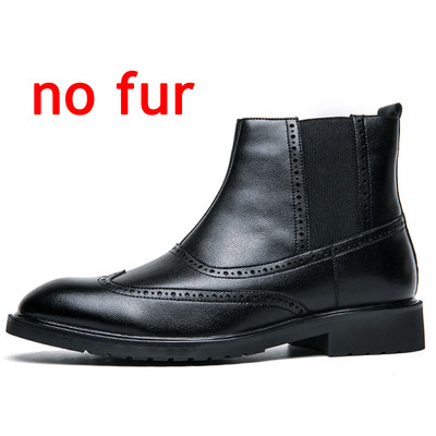 Muške čizme od  kože s krznom Tople zimske Chelsea čizme Slip On Formalne Oxford gležnjače Patchwork Zimske cipele Muške