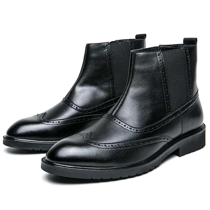 Muške čizme od  kože s krznom Tople zimske Chelsea čizme Slip On Formalne Oxford gležnjače Patchwork Zimske cipele Muške