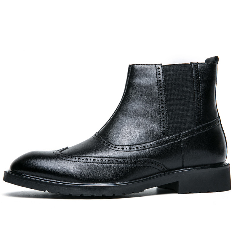 Muške čizme od  kože s krznom Tople zimske Chelsea čizme Slip On Formalne Oxford gležnjače Patchwork Zimske cipele Muške