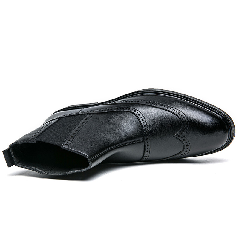 Muške čizme od  kože s krznom Tople zimske Chelsea čizme Slip On Formalne Oxford gležnjače Patchwork Zimske cipele Muške