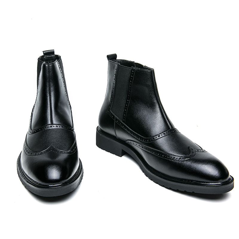 Muške čizme od  kože s krznom Tople zimske Chelsea čizme Slip On Formalne Oxford gležnjače Patchwork Zimske cipele Muške