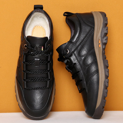 Izmērs: 38-48 kokvilnas termo neslīdoši āra pārgājienu zābaki vīriešiem augstas kvalitātes dubultās govju ikdienas apavi rudens ziemas sniega zābaki