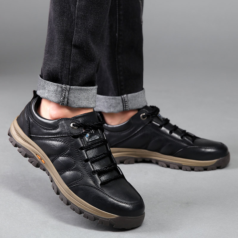 Izmērs: 38-48 kokvilnas termo neslīdoši āra pārgājienu zābaki vīriešiem augstas kvalitātes dubultās govju ikdienas apavi rudens ziemas sniega zābaki