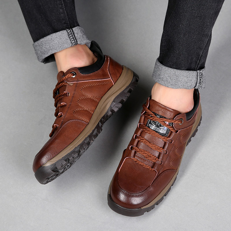 Izmērs: 38-48 kokvilnas termo neslīdoši āra pārgājienu zābaki vīriešiem augstas kvalitātes dubultās govju ikdienas apavi rudens ziemas sniega zābaki