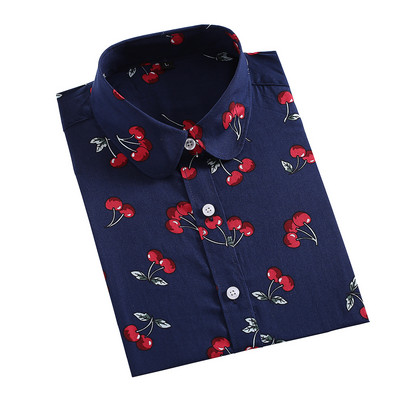 Ženske košulje dugih rukava, pamučna bluza, modni print, trešnje, usne, cvijet, gornje majice za žene, jesenske ispod košulje, ženske uredske