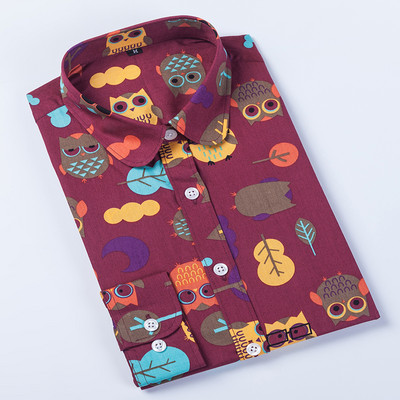 Ženske košulje dugih rukava, pamučna bluza, modni print, trešnje, usne, cvijet, gornje majice za žene, jesenske ispod košulje, ženske uredske