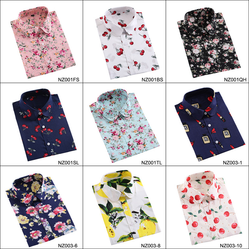 Ženske košulje dugih rukava, pamučna bluza, modni print, trešnje, usne, cvijet, gornje majice za žene, jesenske ispod košulje, ženske uredske