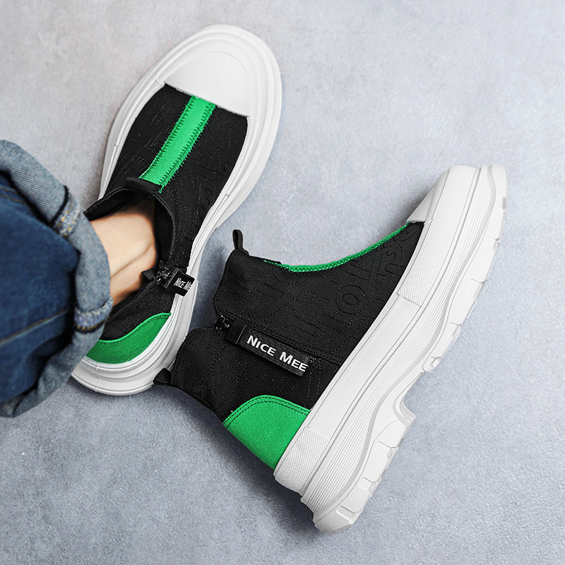 Kevadine kuum soodusmüük Meeste Chelsea saapad Moodsad kõrge ülaosaga nahksaapad Meeste vabaaja tossud Disainer paksud meeste poolsaapad