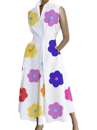 Rochie de vară pentru femei, la modă, pentru navetiști, de culoare uni, pentru femei, retro, cu rever, cu talie elastică, cămașă cu mânecă lungă, rochie pentru femei cu leagăn mare