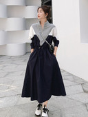 Sieviešu kleitas 2023. gada pavasaris, rudens, jauna, gara kleita, ikdienišķa, brīva, ar pusi atvērta apkakle, modes kleitas.