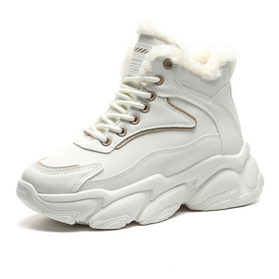 Ādas kuplas kedas sievietēm ikdienišķas vulkanizētas kurpes Sievietēm augstas platformas baltas kedas, šņorējamas, plīša sieviešu kedas 2022. gada ziema