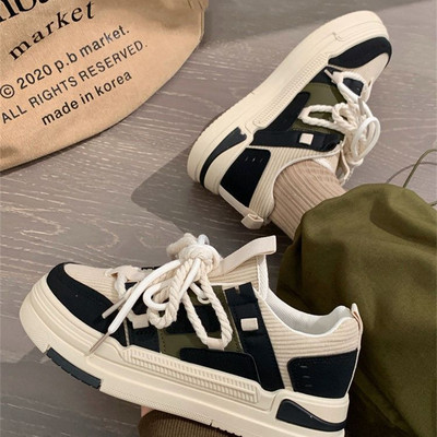 Επιτραπέζια παπούτσια Γυναικεία Αθλητικά Παπούτσια Νέο Μάφιν Χοντρό Πάτο Χακί Μαύρο Λευκό Χρώμα ασορτί μόδας Γυναικεία παπούτσια Casual αθλητικά παπούτσια