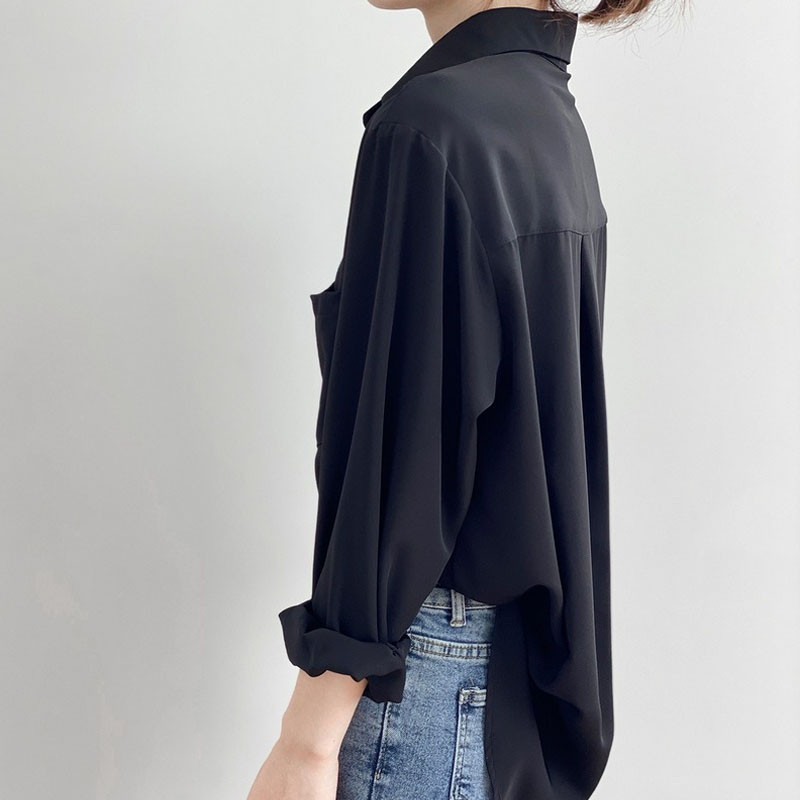 Jesenska košulja dugih rukava Ženska vintage bluza Ženska korejska labava, ležerna bijela majica Jednobojne, elegantne bluze Razno podudaranje 11354