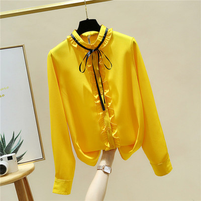 La începutul toamnei cu mânecă lungă papion bluză din șifon femei cu gâtul O cardigan cu îmbinare solidă Topuri cămăși subțiri Bluse Mujer De Moda 11512