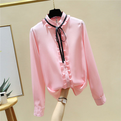 La începutul toamnei cu mânecă lungă papion bluză din șifon femei cu gâtul O cardigan cu îmbinare solidă Topuri cămăși subțiri Bluse Mujer De Moda 11512