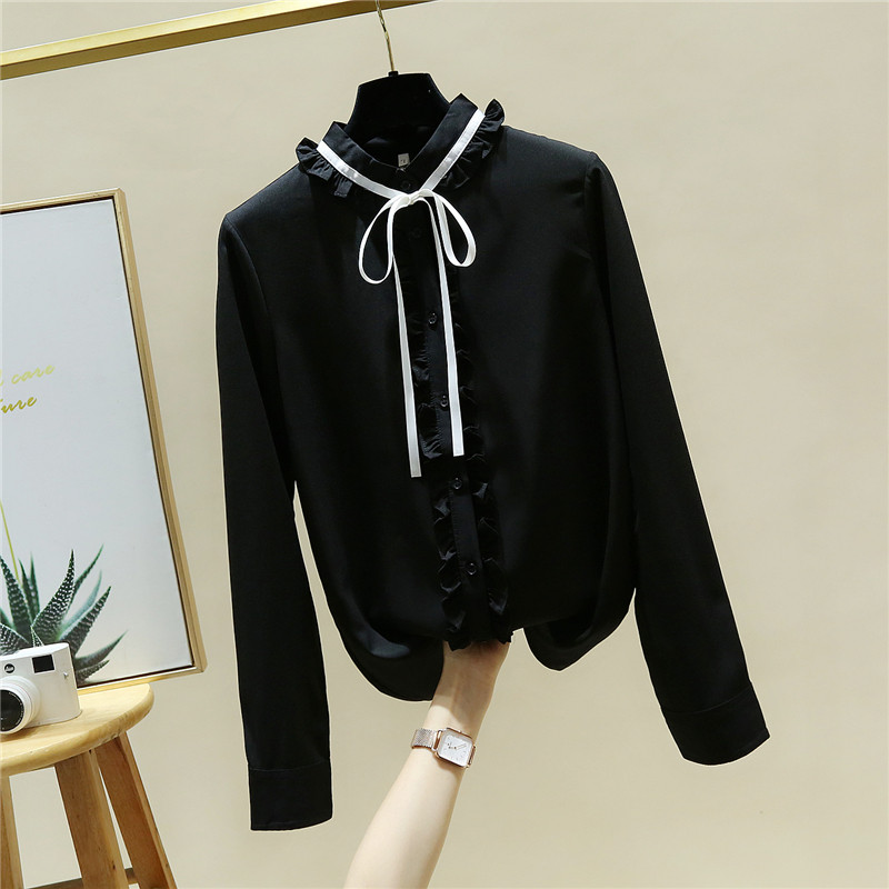 La începutul toamnei cu mânecă lungă papion bluză din șifon femei cu gâtul O cardigan cu îmbinare solidă Topuri cămăși subțiri Bluse Mujer De Moda 11512