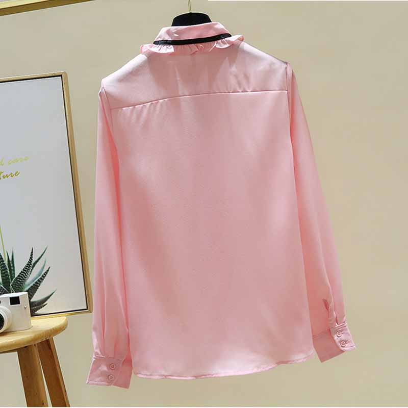 La începutul toamnei cu mânecă lungă papion bluză din șifon femei cu gâtul O cardigan cu îmbinare solidă Topuri cămăși subțiri Bluse Mujer De Moda 11512