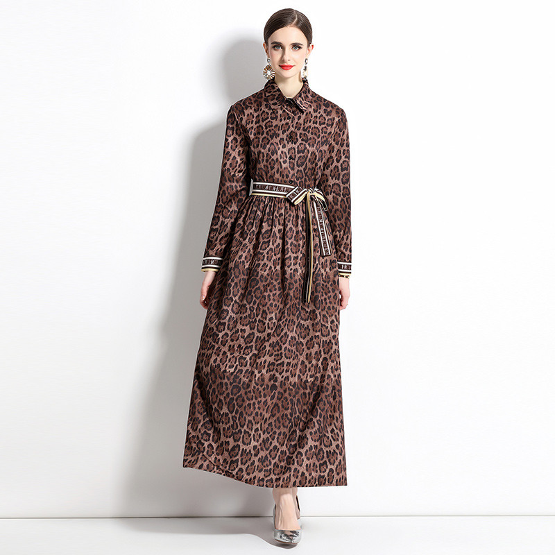 2023 New Fashion Runway Cămașă Maxi Rochie Femei Mâneci lungi Gât răsucit Vintage Litere Imprimare Talie înaltă șiret Up Robe de vacanță