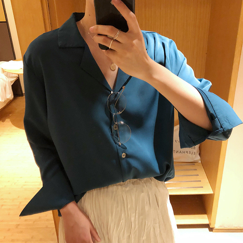 Ženske majice i bluze Bijela košulja od šifona Blusas Roupa Feminina Outwear Ženske proljetne bluze s otvorenim ovratnikom dugih rukava