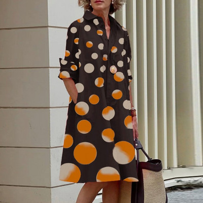 Toamnă nouă rochie cămașă simplă ocazional culoare solidă mâneci lungi modă guler răsturnat elegant buzunar streetwear rochii pentru femei