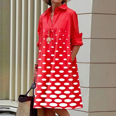 Toamnă nouă rochie cămașă simplă ocazional culoare solidă mâneci lungi modă guler răsturnat elegant buzunar streetwear rochii pentru femei