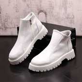 modne nove bijele kožne muške cipele Ležerne visoke cipele Chelsea čizme Zapatillas Hombre