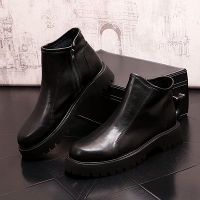 modne nove bijele kožne muške cipele Ležerne visoke cipele Chelsea čizme Zapatillas Hombre