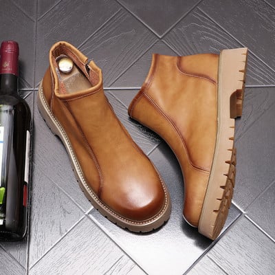 modne nove bijele kožne muške cipele Ležerne visoke cipele Chelsea čizme Zapatillas Hombre