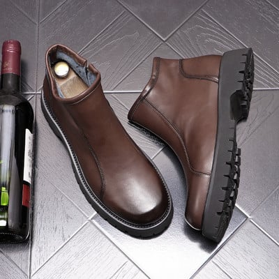 modne nove bijele kožne muške cipele Ležerne visoke cipele Chelsea čizme Zapatillas Hombre