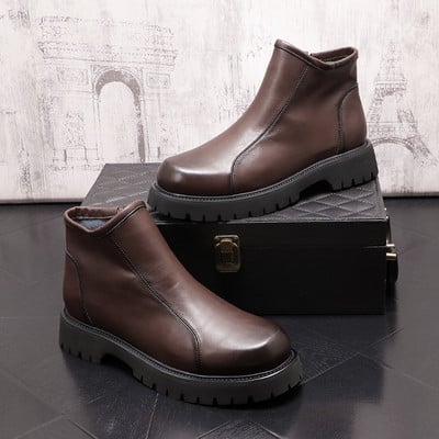 modne nove bijele kožne muške cipele Ležerne visoke cipele Chelsea čizme Zapatillas Hombre