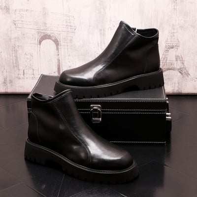 modne nove bijele kožne muške cipele Ležerne visoke cipele Chelsea čizme Zapatillas Hombre