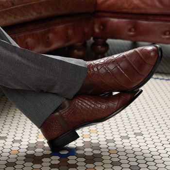 Западни каубойски обувки с крокодилски модел Мъжки черни боти до глезена MaleTrend Mid-tube Boots Мъжки ежедневни обувки Казашки ботуши Голям размер