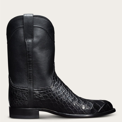 Model de crocodil Pantofi de cowboy de Vest pentru bărbați Cizme negre pentru bărbați Cizme cu tub mijlociu Trend pentru bărbați Pantofi ocazionali Cizme cazac mari