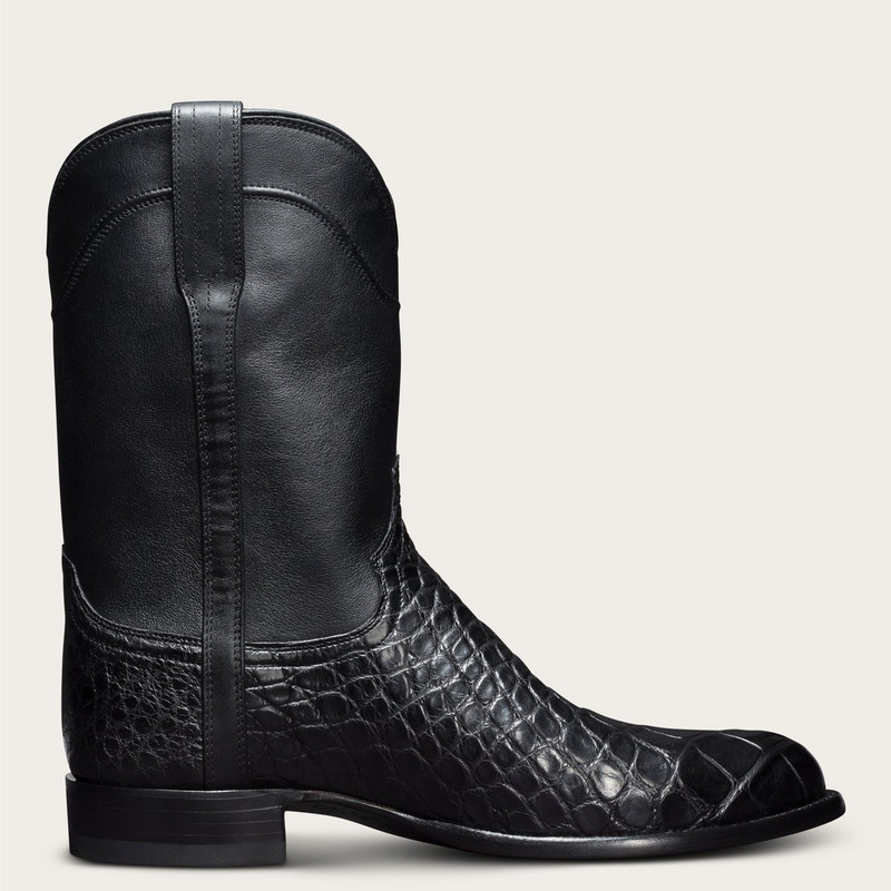 Model de crocodil Pantofi de cowboy de Vest pentru bărbați Cizme negre pentru bărbați Cizme cu tub mijlociu Trend pentru bărbați Pantofi ocazionali Cizme cazac mari
