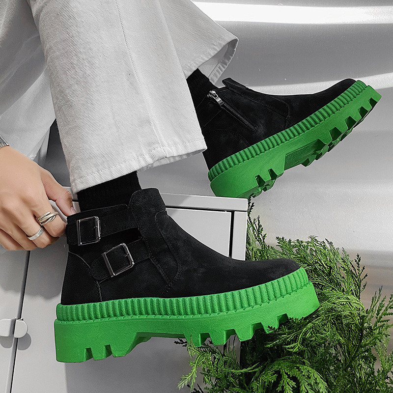 Ανοιξιάτικα φθινοπωρινά ανδρικά μποτάκια αστραγάλου casual σουέτ δερμάτινα κοντά μποτάκια Ανδρικά παπούτσια πλατφόρμας μόδας Πλαϊνά φερμουάρ Μπότες μοτοσυκλέτας