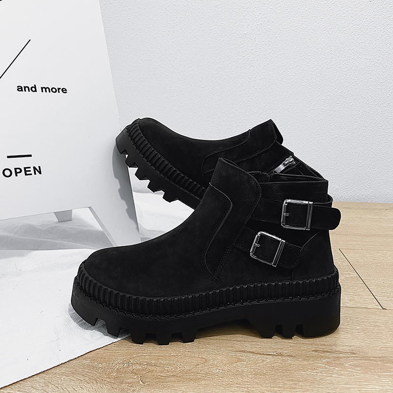 Ανοιξιάτικα φθινοπωρινά ανδρικά μποτάκια αστραγάλου casual σουέτ δερμάτινα κοντά μποτάκια Ανδρικά παπούτσια πλατφόρμας μόδας Πλαϊνά φερμουάρ Μπότες μοτοσυκλέτας