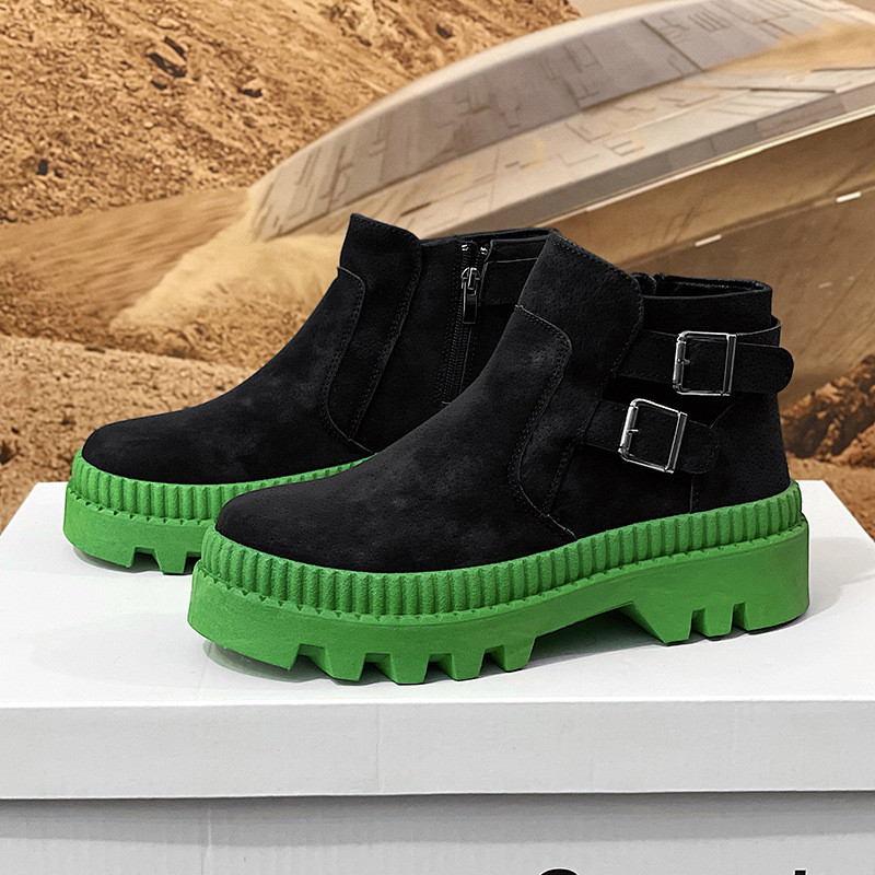 Ανοιξιάτικα φθινοπωρινά ανδρικά μποτάκια αστραγάλου casual σουέτ δερμάτινα κοντά μποτάκια Ανδρικά παπούτσια πλατφόρμας μόδας Πλαϊνά φερμουάρ Μπότες μοτοσυκλέτας