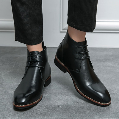 Πράσινες ανδρικές μπότες Chelsea Δερμάτινα Ανδρικά χειμερινά παπούτσια Μπότες με μυτερό αστράγαλο Πλατφόρμα Casual παπούτσια Leisure Βρετανικό στυλ Cowboy Boots